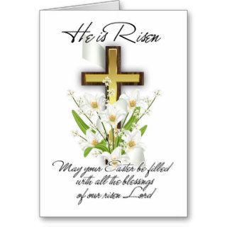 He Is Risen, Easter Greeting Card With Cross