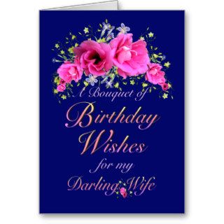 Wife Birthday Bouquet of Flowers and Wishes Greeting Cards