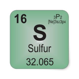 Sulfur Individual Element of the Periodic Table Square Stickers