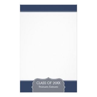 Graduation   Navy Blue Border with Class of Customized Stationery