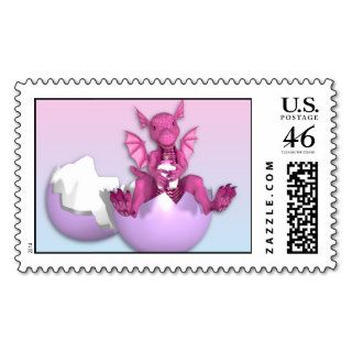Baby Girl Dragon Postage Stamp