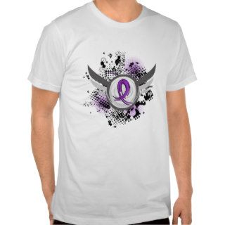 Purple Ribbon And Wings Alzheimer's Disease T shirts