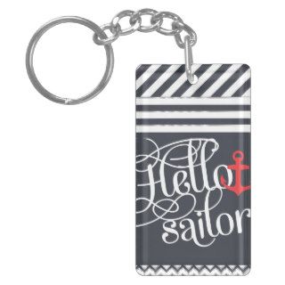 Hello Sailor Retro Vintage Girly Nautical Acrylic Key Chain