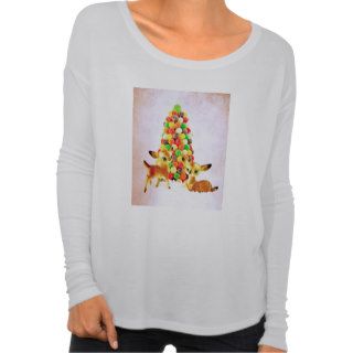 Vintage Fawns by Gumdrop Christmas Tree T shirts