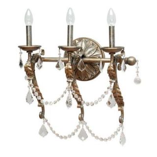 Yosemite Home Decor Swag 3 Light Incandescent Bathroom Vanity, Caribbean Gold Frame with Faceted Crystals SWJ805