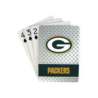 Green Bay Packers NFL Team Logo Standard Size Diamond Plate Pattern Poker Blackjack Crazy Eights Speed Playing Cards   52 Card Deck Plus 2 Jokers Automotive