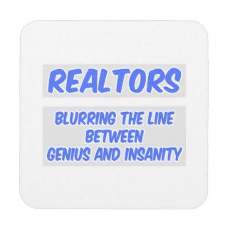 Realtor Joke  Genius and Insanity Beverage Coaster