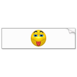 Yellow Smiley Sticking Out Tounge Bumper Sticker