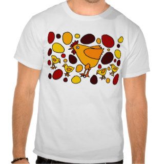 Funny Rooster and Chickens Art Abstract T shirts
