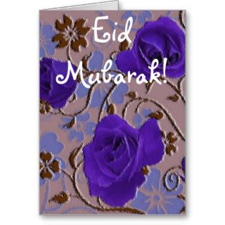 Blue flowers bouquet Eid Mubarak Greeting Cards