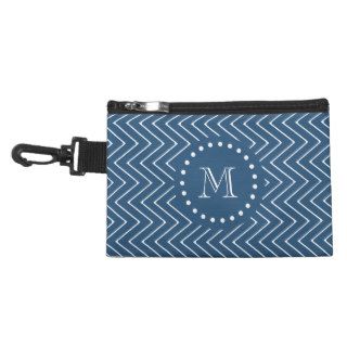 Navy Blue and White Chevron Pattern, Your Monogram Accessories Bags
