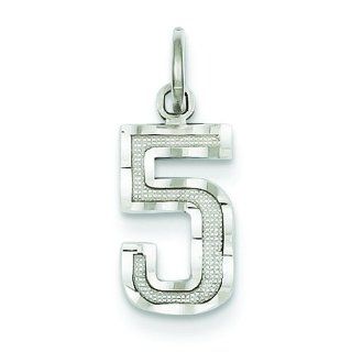 14K White Gold Small Number 5 Charm Pendant FindingKing Clasp Style Charms Jewelry