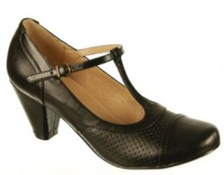 Chelsea Crew Women's Malibu T Strap Mid Heel Pump, Black, 36 EU/5 US Shoes