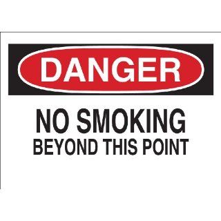 Brady 72083 Premium Fiberglass No Smoking Sign, 14" X 20", Legend "No Smoking Beyond This Point" Industrial Warning Signs