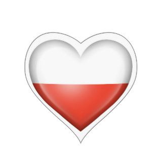 Polish Heart Flag on White Stickers