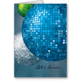 Disco Balls Blue New Year Party Card