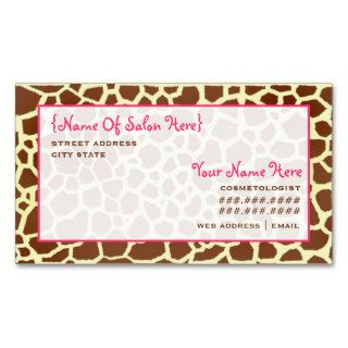 Cosmetologist Salon Appointment Giraffe Print Business Card Template