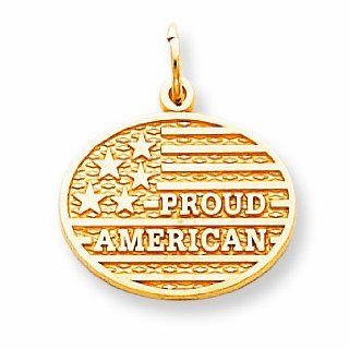 Genuine 10K Yellow Gold Solid Disc With Proud American Charm 1.8 Grams Of Gold Mireval Jewelry