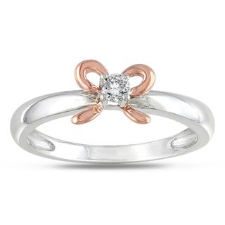 Miadora Silver and 14k Rose Gold Diamond Accent Bow Ring Miadora Diamond Rings