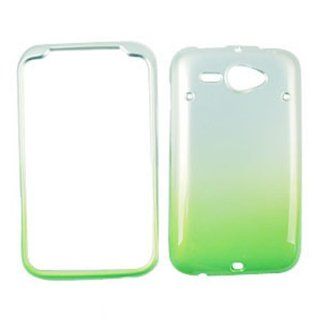 HTC CHACHA/STATUS SILVER GREEN 2 TONE CASE ACCESSORY SNAP ON PROTECTOR Cell Phones & Accessories