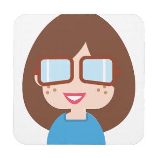Brown Haired Girl With Glasses Beverage Coaster