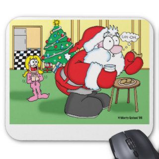 Santa Caught Eating Milk and Cookies Mousepad