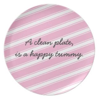 Pink Stripes Pattern Plate Cute Saying Personalize