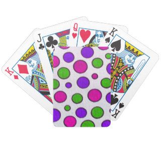 Abstract Pink Green Neon Polka Dots Pattern Bicycle Playing Cards