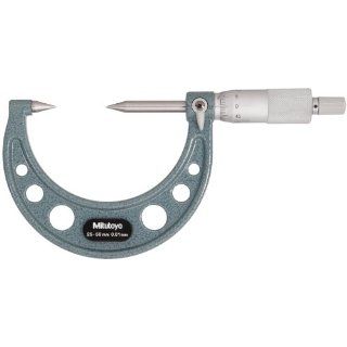 Mitutoyo 112 202 Point Micrometer, Ratchet Stop, 25 50mm Range, 0.01mm Graduation, +/ 0.003mm Accuracy, 30 Deg. Point, Not Carbide Tipped Outside Micrometers