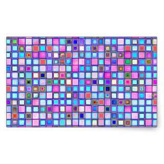 Rustic Pink And Blue Mosaic 'Clay' Tiles Pattern Rectangle Sticker