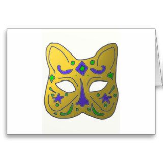 Golden Mardi Gras Cat Mask Design Greeting Cards