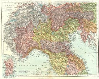 NORTHERN ITALY Showing provinces and compartmenti. STANFORD, 1906 map   Wall Maps