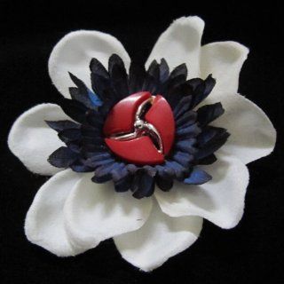 Red White and Blue Vintage Jewelry Hair Flower Clip  Beauty