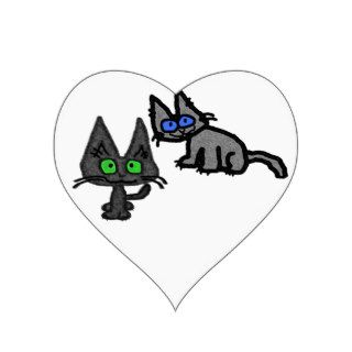 Cute Cats are Looking At You Heart Sticker