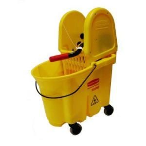 Rubbermaid Commercial Products 35 qt. WaveBrake Down Press Combo Mop Bucket and Wringer System, Yellow FG 7577 88 YEL