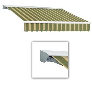 AWNTECH 10 ft. LX Destin Hood Right Motor with Remote Retractable Acrylic Awning (96 in. Projection) in Olive or Alpine/Tan DTR10 510 OT