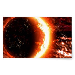 Planet on Fire   Hot Image Rectangle Stickers