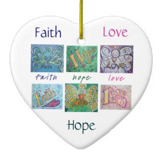 Faith Hope Love Angel Art Collage Ornament Pendant