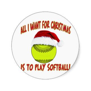 softball santa round sticker