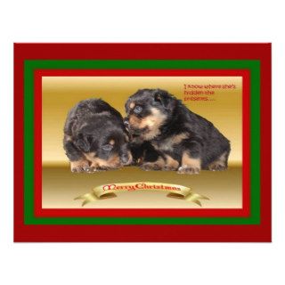 Rottweiler Puppy Christmas Wishes Custom Invitation