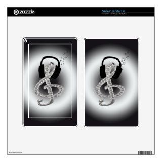 Music Gclef with headset Decals For Kindle Fire