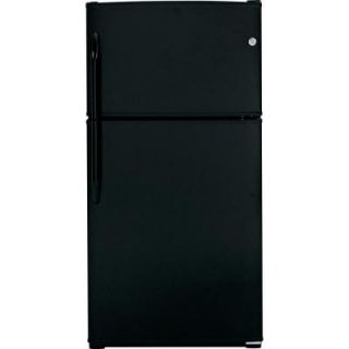 GE 32.75 in. W 21.0 cu. ft. Top Freezer Refrigerator in Black, Energy Star GTH21GCEBB