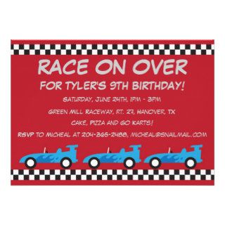 Boys Go Kart Racing Birthday Party Invitation