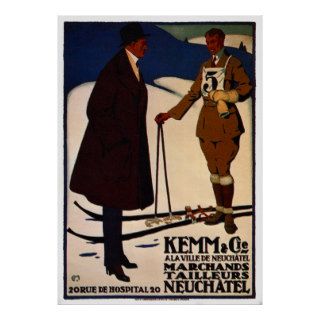 Neuchatel Clothing Store ~ Vintage Switzerland Ad Poster