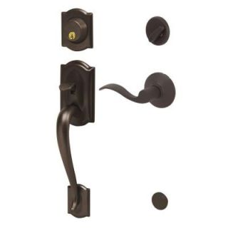 Schlage Camelot Oil Rubbed Bronze Handleset with Accent Interior Lever F60 CAM 613 ACC