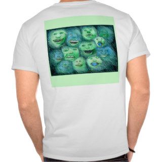 Funny Faces. Fun Cartoon Monsters. Green. Shirts