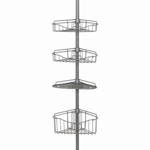 Zenith Tub and Shower Tension Pole Caddy with 3 Shelf and 1 Basket in Brushed Chrome 2120BC