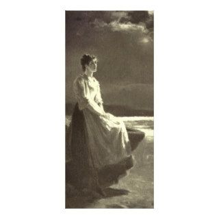 Vintage   Woman Looking Out To Sea Full Color Rack Card
