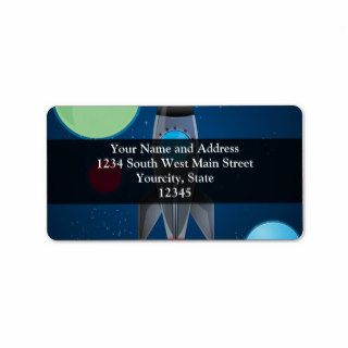 Outer Space Rocket Ship Personalized Address Label