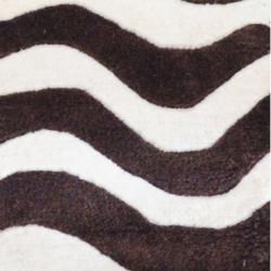 Indo Hand tufted Zebra print Brown/ Ivory Wool Rug (2' x 3') Accent Rugs